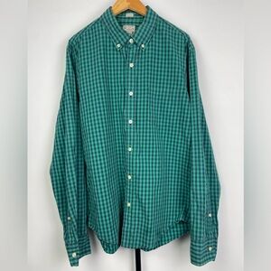 J. Crew Green Blue Plaid Checked Slim Fit Button Up‎ Long Sleeve Collared Shirt